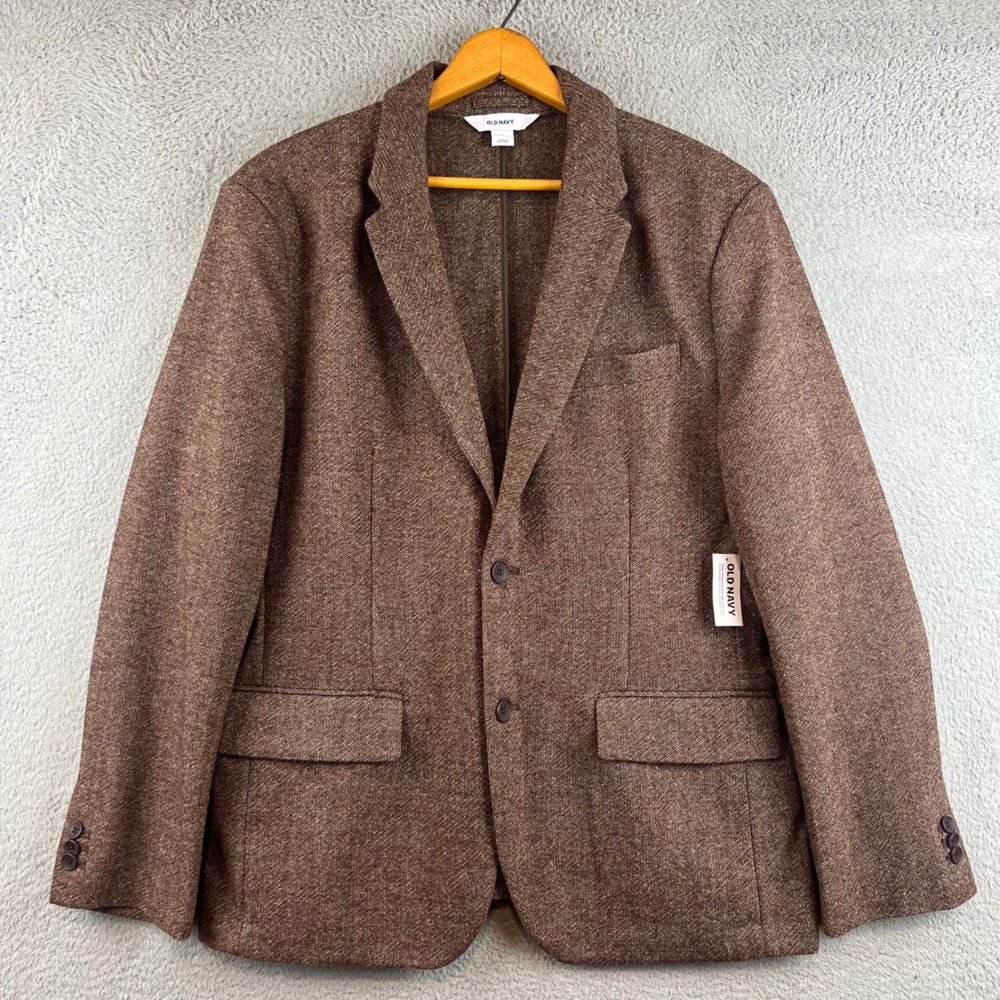 New Old Navy Mens Brown Tweed Two Button Blazer Jacket Large